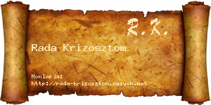 Rada Krizosztom névjegykártya